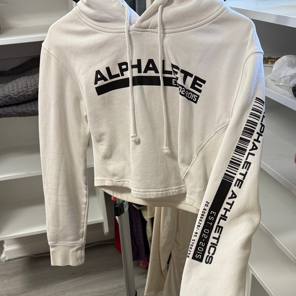 Alphalete white Cropped Hoodie